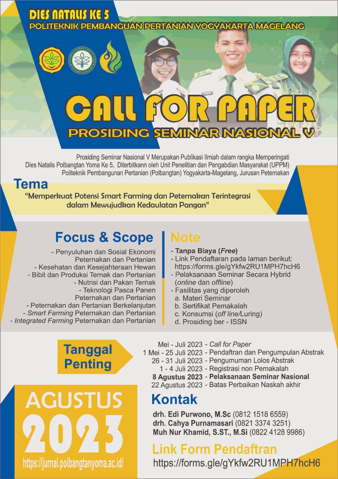 Call For Paper Prosiding Seminar Nasional V Politeknik Pembangunan